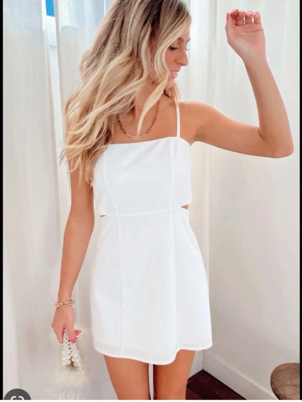 Show Me Your MuMu Tori ivory Spaghetti-Strap cut out Mini Dress